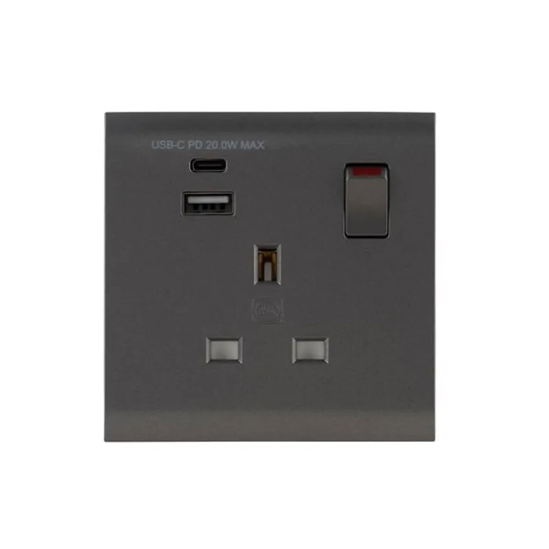 MV24454CHA MK Essentials 1 Gang USB Port Switchsocket Outlet