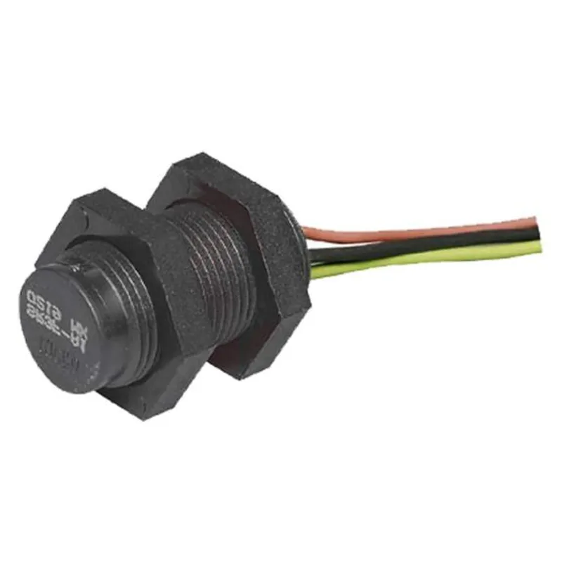 SR3B-A2 SR3 Series Hall-effect Digital Position Sensor with 14 mm cylindrical plastic housing; 285,8 mm [11.25 in] lead wires; current sinking output; and Vdc supply voltage