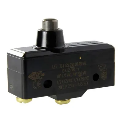 YA-2RBT MICRO SWITCH YA Series Standard Basic Switch, Single Pole Normally Open Circuitry, 20 A at 250 Vac, Overtravel Pin Plunger Actuator, 3,89 N to 6,12 N [14.0 oz to 22.0 oz] O