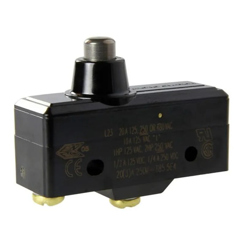 YA-2RBT MICRO SWITCH YA Series Standard Basic Switch, Single Pole Normally Open Circuitry, 20 A at 250 Vac, Overtravel Pin Plunger Actuator, 3,89 N to 6,12 N [14.0 oz to 22.0 oz] O
