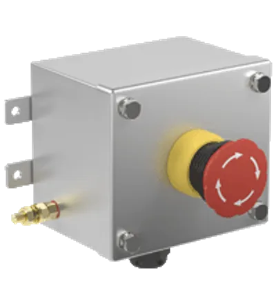 Pepperl Fuchs LRS1.B.E4CX.B.1 – Control Unit Ex e, Stainless Steel, Emergency Stop Button