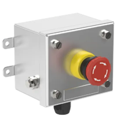 Pepperl Fuchs LRS1.B.E4MX.B.1 – Control Unit Ex e, Stainless Steel, Emergency Stop Button