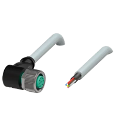 Cable socket, shielded V19+90-W-1M-PUR-ABG