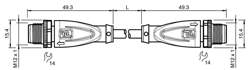Connection cable, Ethernet V1SD-G-GN90M-PUR-E1S-V1D-G — photo 3 of 4