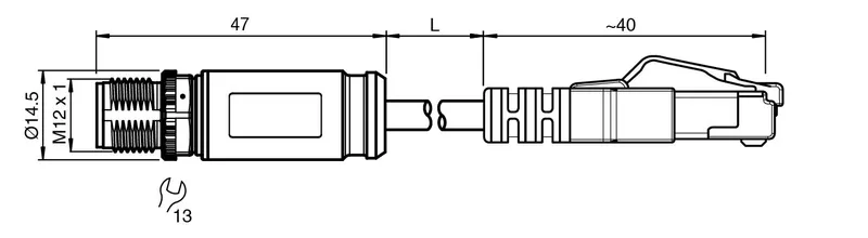 Connection cable, Ethernet V19SX-G-GN2,5M-PUR-E2S-V45-G — photo 3 of 4