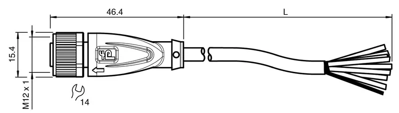 Cable socket, shielded V19-G-BK1,5M-PUR-U/ABG — photo 3 of 4