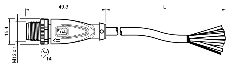 Cable connector, shielded V19S-G-1,5M-PUR-ABG — photo 3 of 4