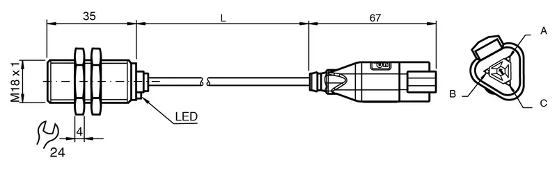 Inductive sensor NBB8-18GM35-E2-M1-270MM-3DT04 — photo 3 of 4