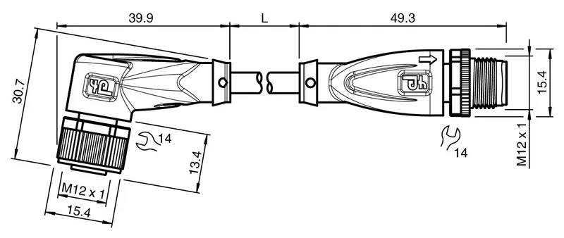 Connection cable V1-W-E8-BK1,5M-PUR-U-V1-G — photo 3 of 4
