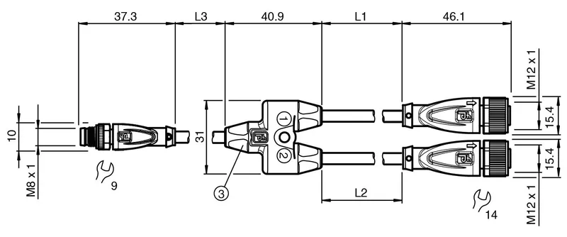 Pepperl Fuchs V11-G-0,6M-PUR-U-T-0,6M-V31-GM – Y connection cable — photo 3 of 4
