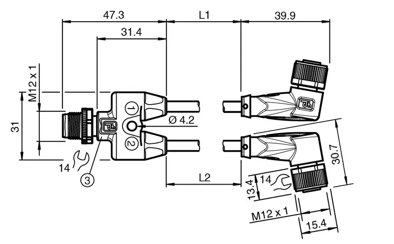 Pepperl Fuchs V1-W-YE0,3M-PUR-A1-T-V1-G – Y connection cable — photo 3 of 4