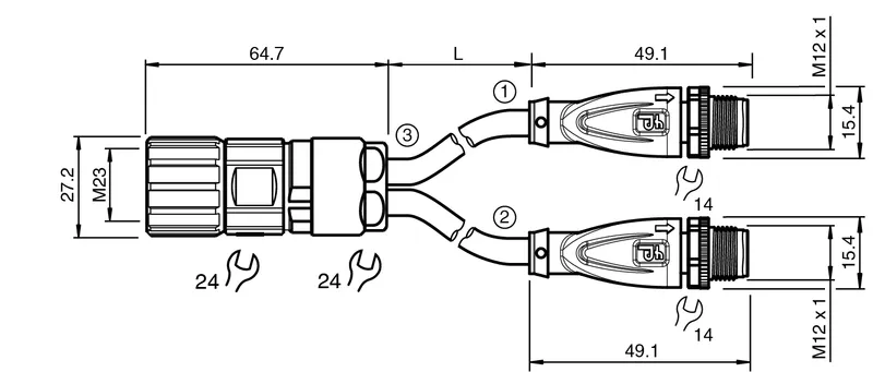 Pepperl Fuchs V23-G-T-0,3M-PUR-TP-V19/V19-G – Y connection cable — photo 3 of 4