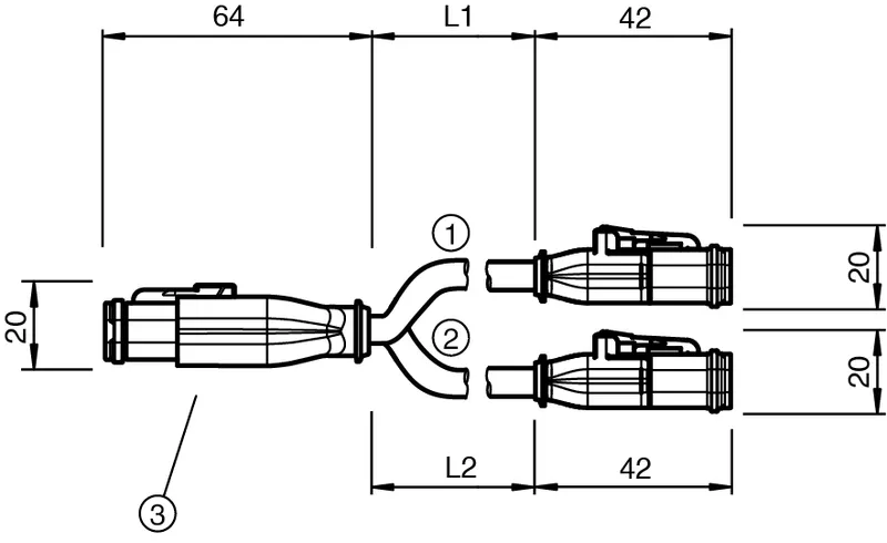 Pepperl Fuchs DT2S/DT2S-G-0,3M-PUR-O1-T-DT4S – Y connection cable — photo 3 of 4