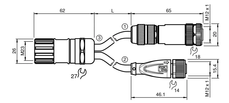 Pepperl Fuchs V1/15B-0,3M-LIHCH-TP-T-V23+20 – Y connection cable — photo 3 of 4