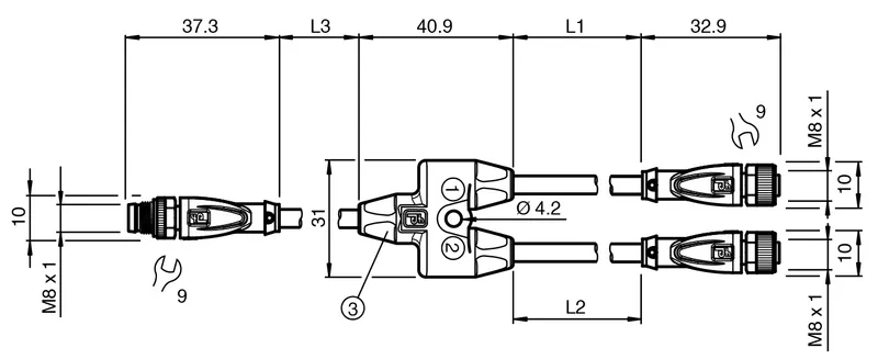 Pepperl Fuchs V31-G-0,2/0,8-PUR-T-0,2-V31-G – Y connection cable — photo 3 of 4