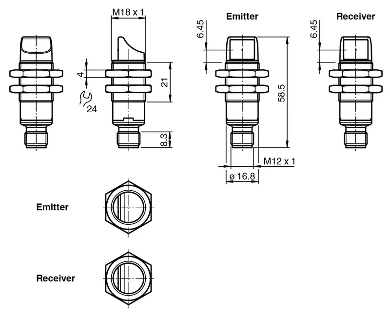 Thru-beam sensor (pair) OBE15M-18GK40A-SA2-V1 — photo 3 of 6