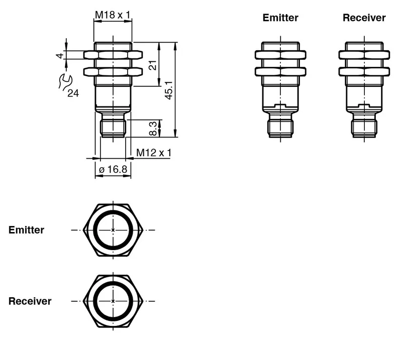 Thru-beam sensor (pair) OBE25M-18GK40-SA2-V1 — photo 3 of 6