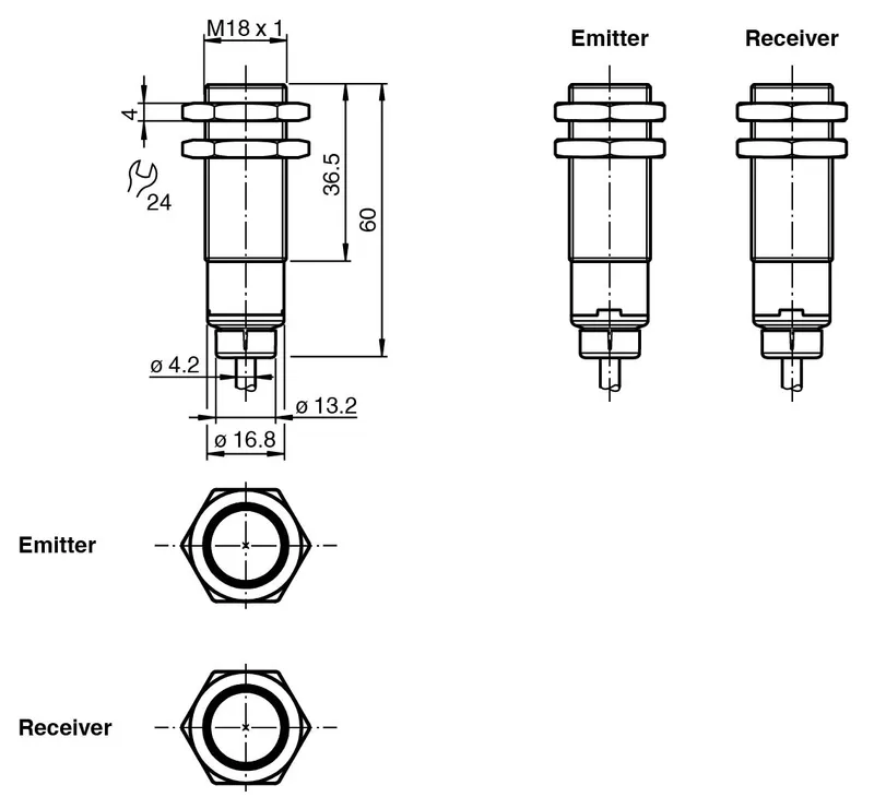 Thru-beam sensor (pair) OBE10M-18GM60-SE4-IR-1C — photo 3 of 5