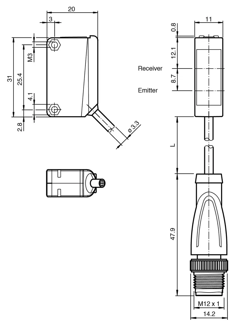 Diffuse mode sensor ML100-8-1000-RT/59/103/115b-1M — photo 3 of 5