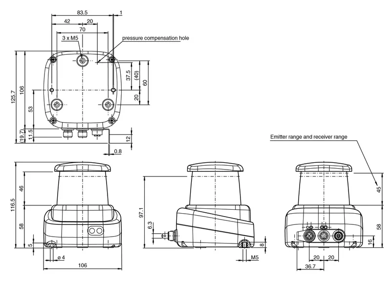 2-D LiDAR Sensor OMD15M-R2000-B23-V1V1D — photo 3 of 4