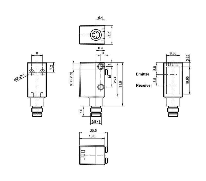 Triangulation sensor (BGS) OBT20-R102-2P1-IO-V31-F — photo 3 of 5