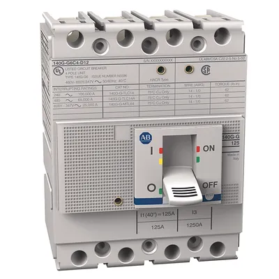 Rockwell Automation / Allen-Bradley 140G-G6C4-D12 – 140G 125A Frame Molded Case Ckt-Bkr