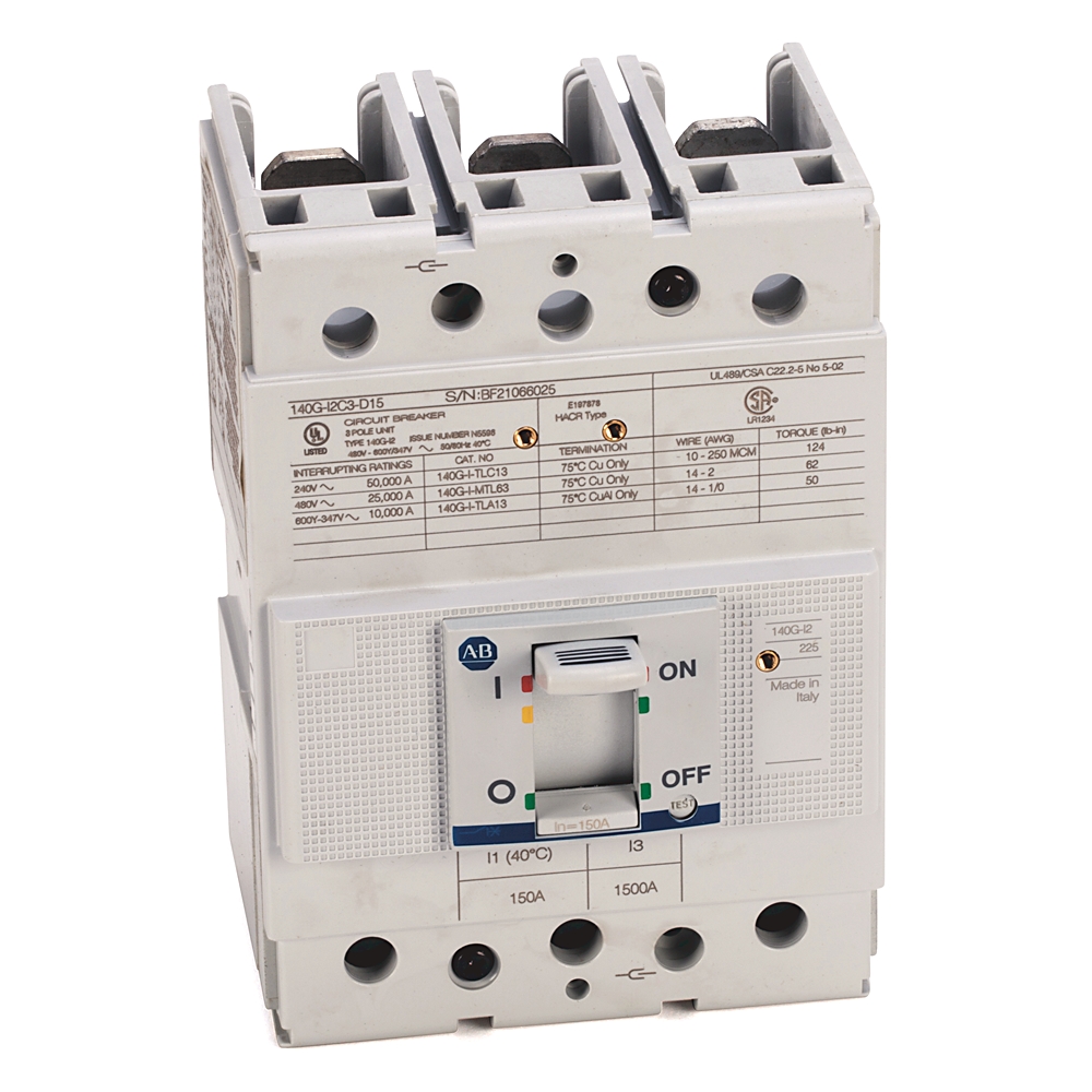 Allen-Bradley 140G-I2C4-D22 – 140G 225A Frame Molded Case Ckt-Bkr Allen-Bradley 140G-I2C4-D22 – 140G 225A Frame Molded Case Ckt-Bkr