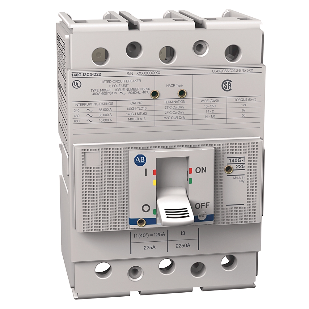 Allen-Bradley 140G-I3C4-D22 – 140G 225A Frame Molded Case Ckt-Bkr Allen-Bradley 140G-I3C4-D22 – 140G 225A Frame Molded Case Ckt-Bkr