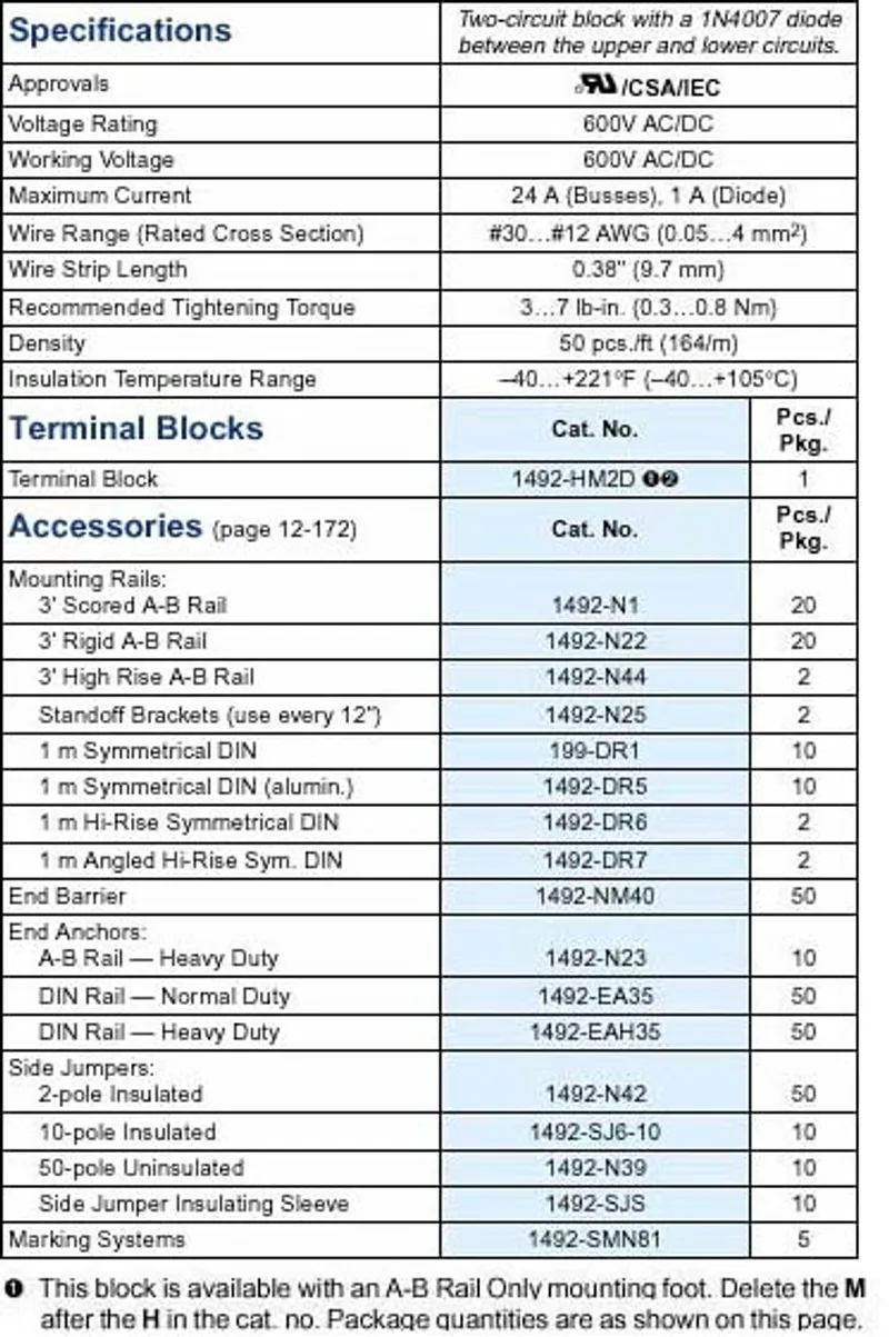 Rockwell Automation / Allen-Bradley 1492-HM2D – TERM BLCK Multi-Rail MTD 1P 30A WHT — photo 4 of 4