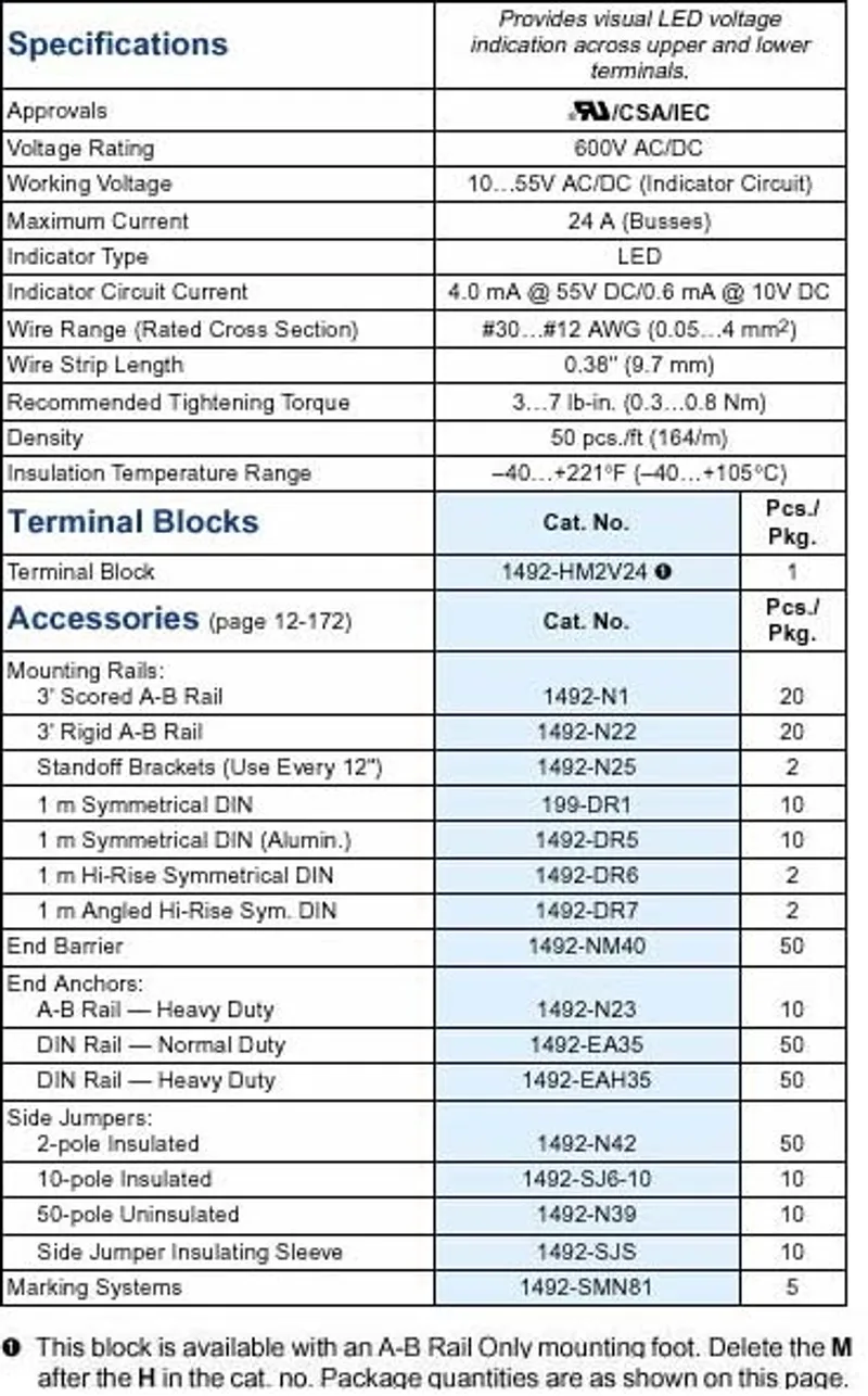 Rockwell Automation / Allen-Bradley 1492-HM2V24 – TERM BLCK Multi-Rail MTD LED IND — photo 4 of 4