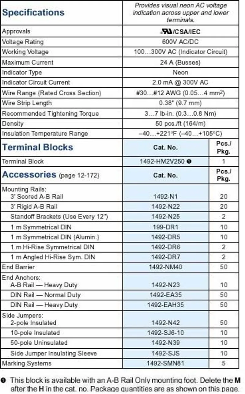 Rockwell Automation / Allen-Bradley 1492-HM2V250 – TERM BLCK Multi-Rail MTD NEON IND — photo 2 of 4