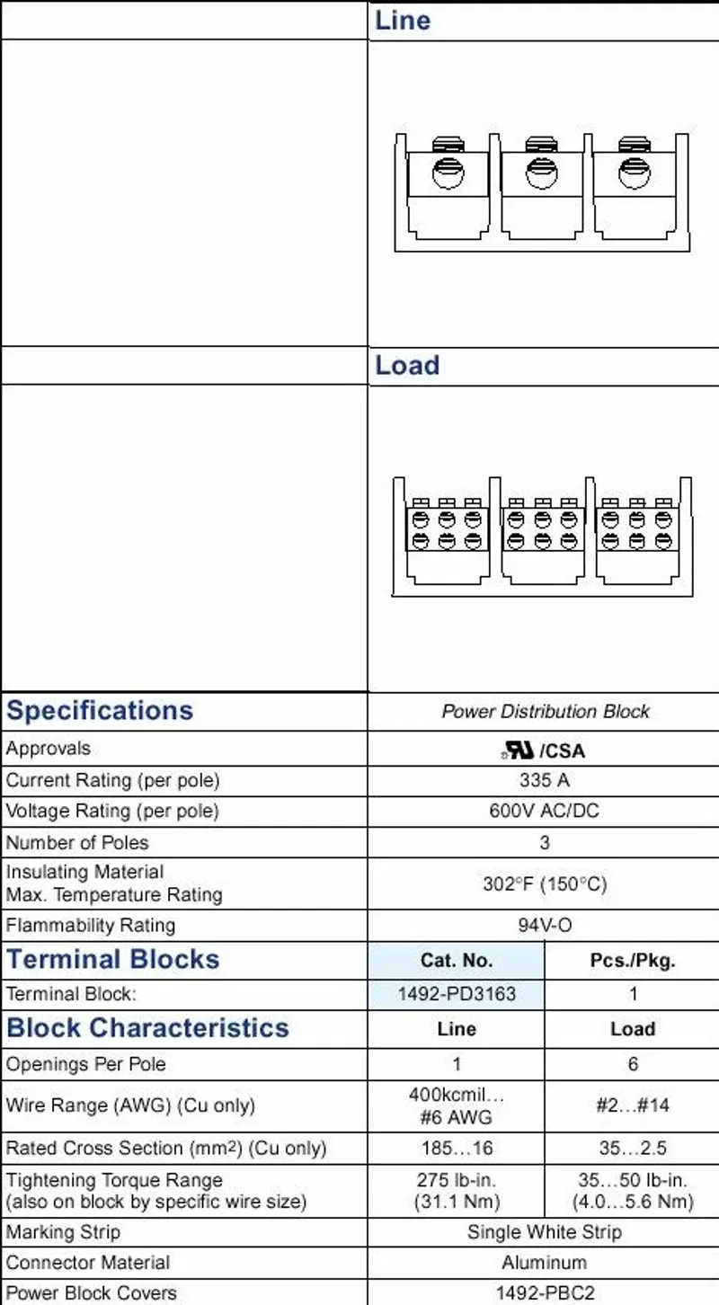 Rockwell Automation / Allen-Bradley 1492-PD3163 – 325 A Power Distribution Block — photo 3 of 4