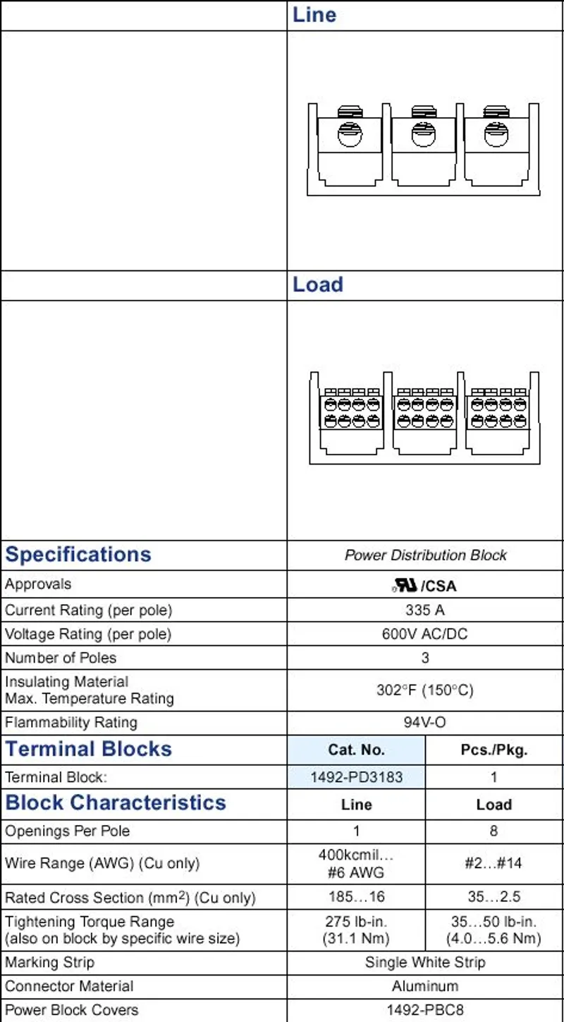 Rockwell Automation / Allen-Bradley 1492-PD3183 – 335 A Power Distribution Block — photo 3 of 4