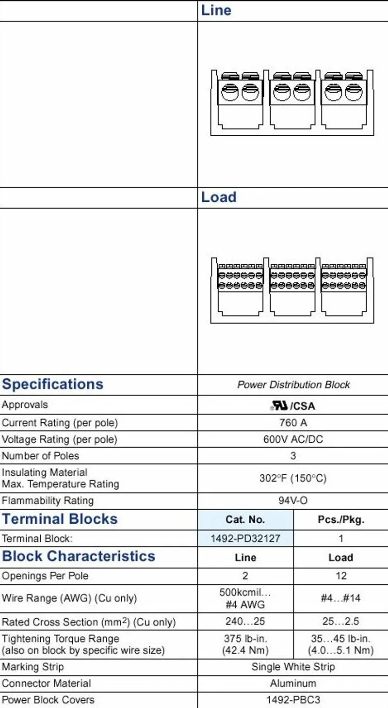 Rockwell Automation / Allen-Bradley 1492-PD32127 – 760 A Power Distribution Block — photo 4 of 4