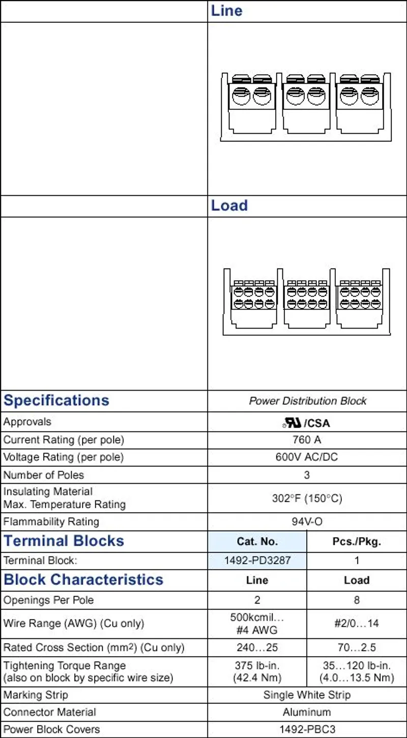 Rockwell Automation / Allen-Bradley 1492-PD3287 – 760 A Power Distribution Block — photo 2 of 2