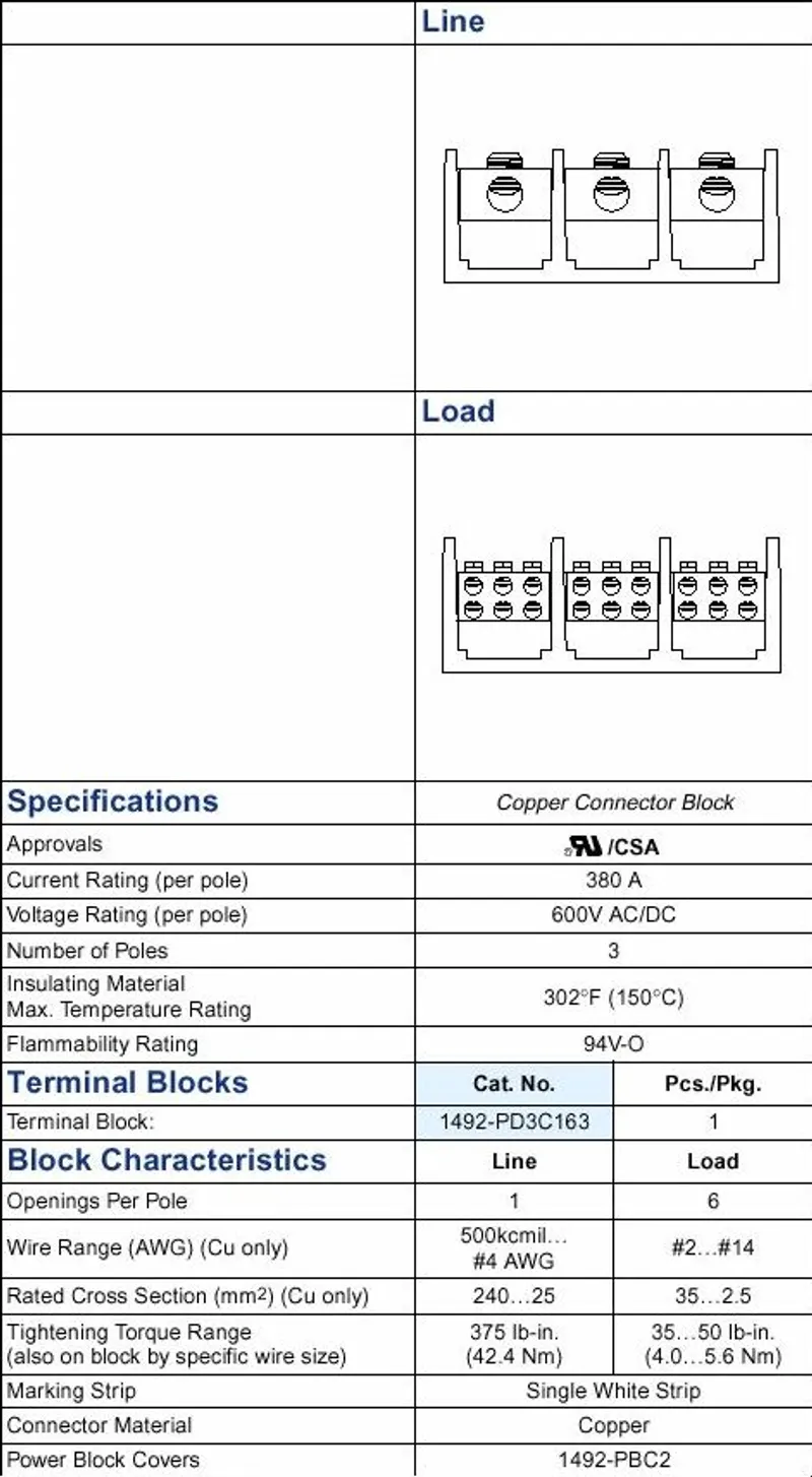 Rockwell Automation / Allen-Bradley 1492-PD3C163 – 380 A Power Distribution Block — photo 4 of 4