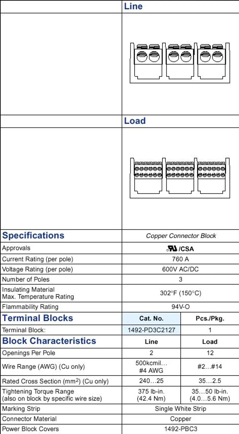 Rockwell Automation / Allen-Bradley 1492-PD3C2127 – 760 A Power Distribution Block — photo 4 of 4