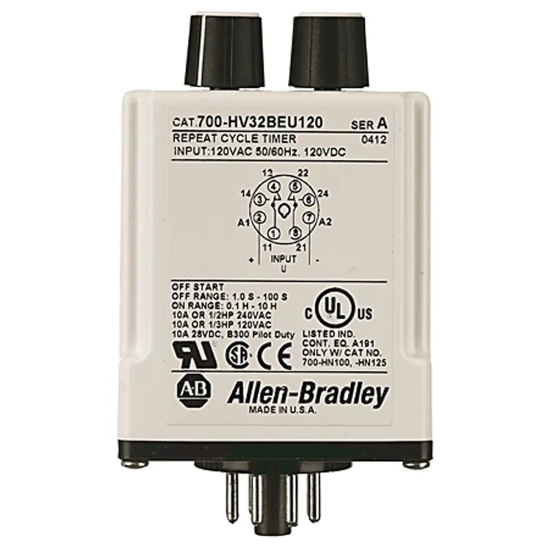 Rockwell Automation / Allen-Bradley 700-HV32AEU24 – 24V AC/DC Repeat Cycle Timing Relay