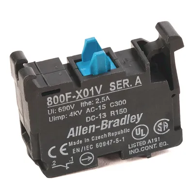 Allen-Bradley 800F-X01V – 22mm Contact Block 800F PB Allen-Bradley 800F-X01V – 22mm Contact Block 800F PB