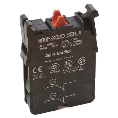 Allen-Bradley 800F-X02D – 22mm Contact Block 800F PB Allen-Bradley 800F-X02D – 22mm Contact Block 800F PB