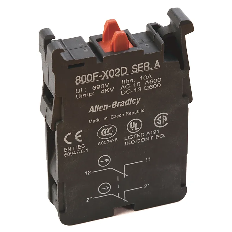Rockwell Automation / Allen-Bradley 800F-X02D – 22mm Contact Block 800F PB
