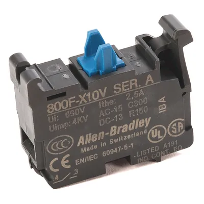 Allen-Bradley 800F-X10V – 22mm Contact Block 800F PB Allen-Bradley 800F-X10V – 22mm Contact Block 800F PB