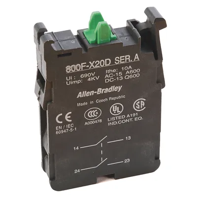 Allen-Bradley 800F-X20D – 22mm Contact Block 800F PB Allen-Bradley 800F-X20D – 22mm Contact Block 800F PB