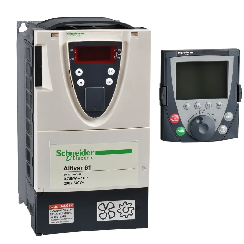 variable speed drive Altivar 61, 0.75kW, 1HP, 200 V to 240 V single or thee-phase, IP20 reinforced