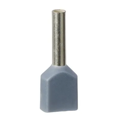 Cable end, Linergy TR cable ends, twin conductor, grey, 0.75mmÂ², for insulated cable, medium size, 5 sets of 50