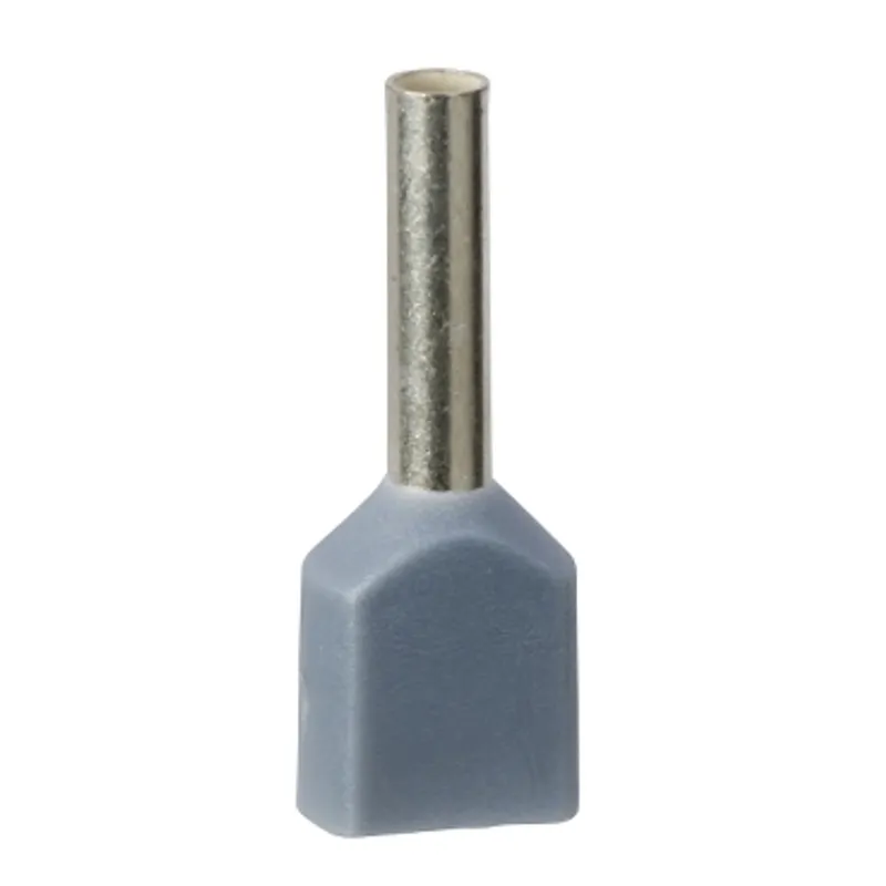 Cable end, Linergy TR cable ends, twin conductor, grey, 0.75mmÂ², for insulated cable, medium size, 5 sets of 50