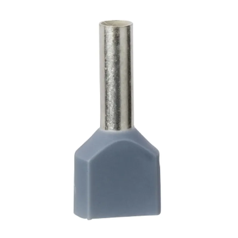 Cable end, Linergy TR cable ends, twin conductor, grey, 2x2.5mmÂ², medium size, set of 1000