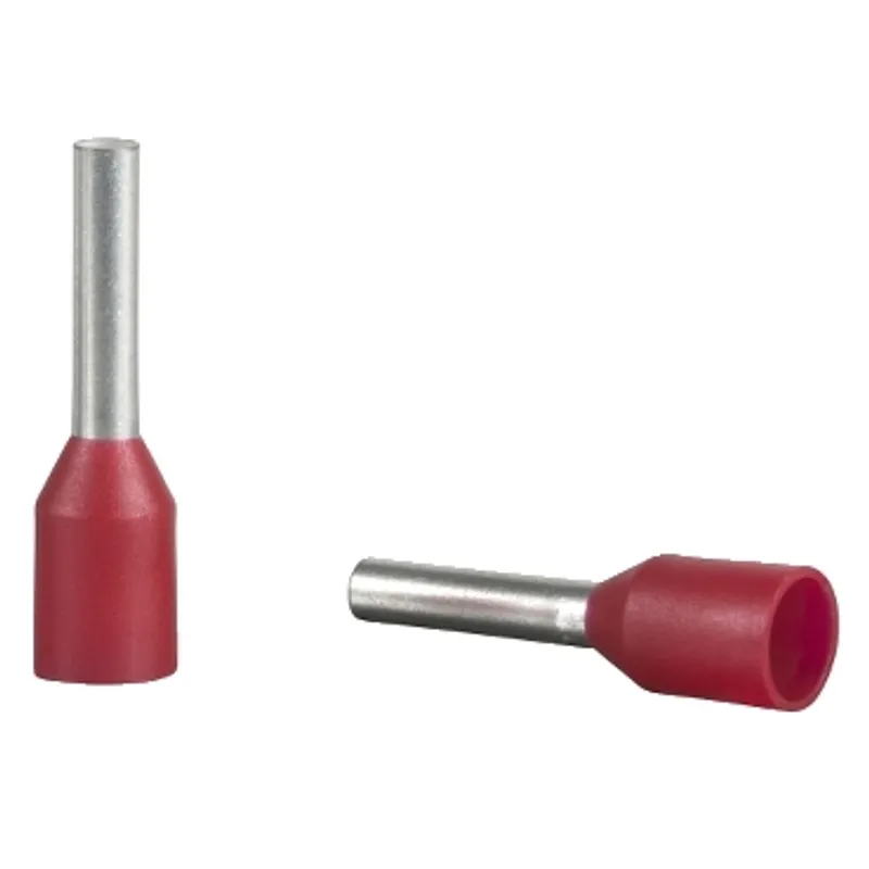 Cable ends, Linergy TR cable ends, single conductor, red, 1mmÂ², for insulated cable, medium size, 10 sets of 100