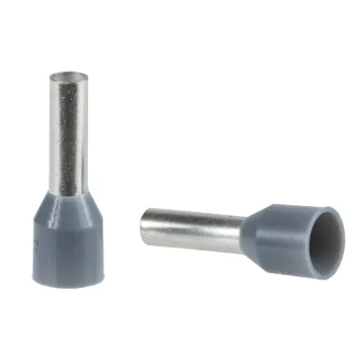 Cable ends, Linergy TR cable ends, single conductor, grey, 0.5mmÂ², for insulated cable, medium size, 10 sets of 100