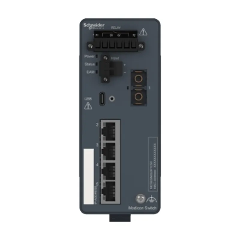 network switch, Modicon Networking, managed, 4 ports for copper with 1 port for fiber optic, singlemode — photo 7 of 7